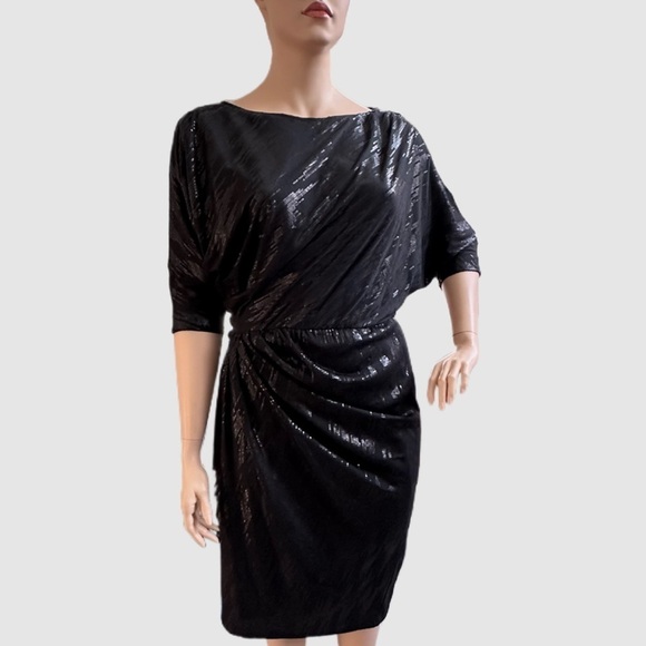Igigi Designer Special Occasion Dress Size 14/16 Black Shimmer Mid-Length NWT - Picture 4 of 16